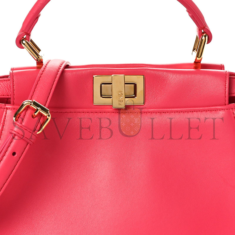 F**di nappa stacked bar mini peekaboo iconic satchel lampone (23*18*11cm)